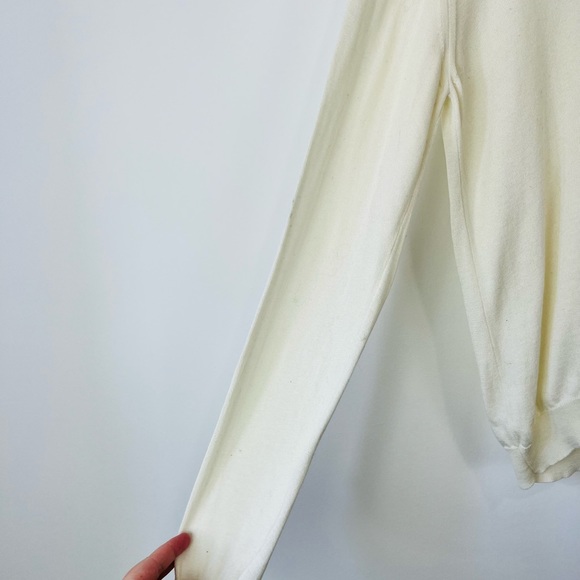 Prada Cream 100% Cotton Fine Knit V Neckline Classic Pullover Jumper UK L - Picture 9 of 12